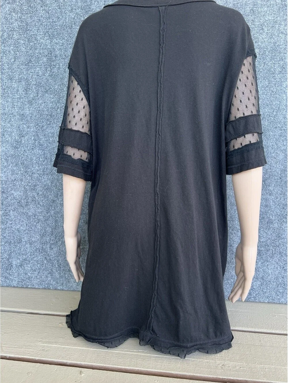 Free People Womens Black Mesh Jersey Mini T Shirt Dress Size XS.